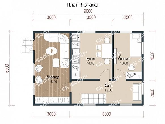Дачный дом из бруса 6х9. фото