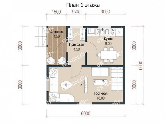 Дачный дом из бруса 6х6. фото